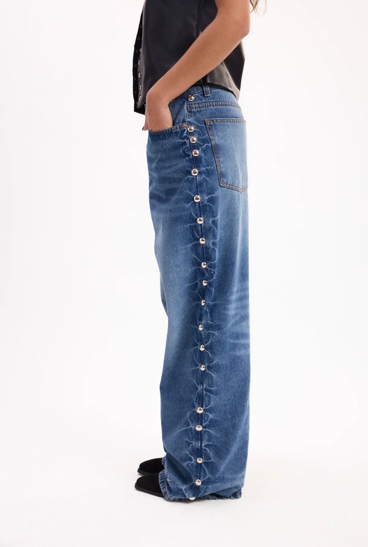Jean Baggy Tachas tiro bajo