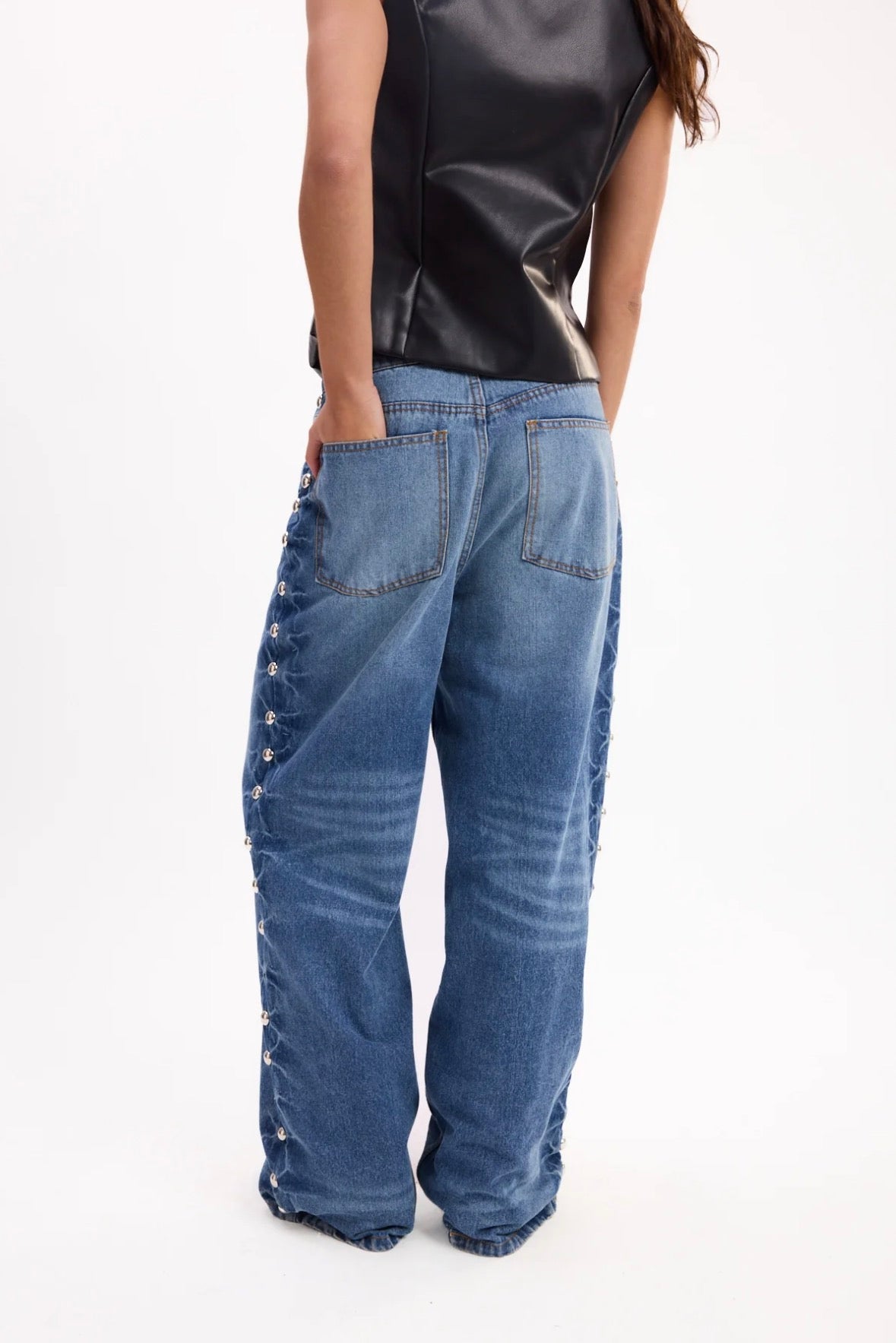 Jean Baggy Tachas tiro bajo