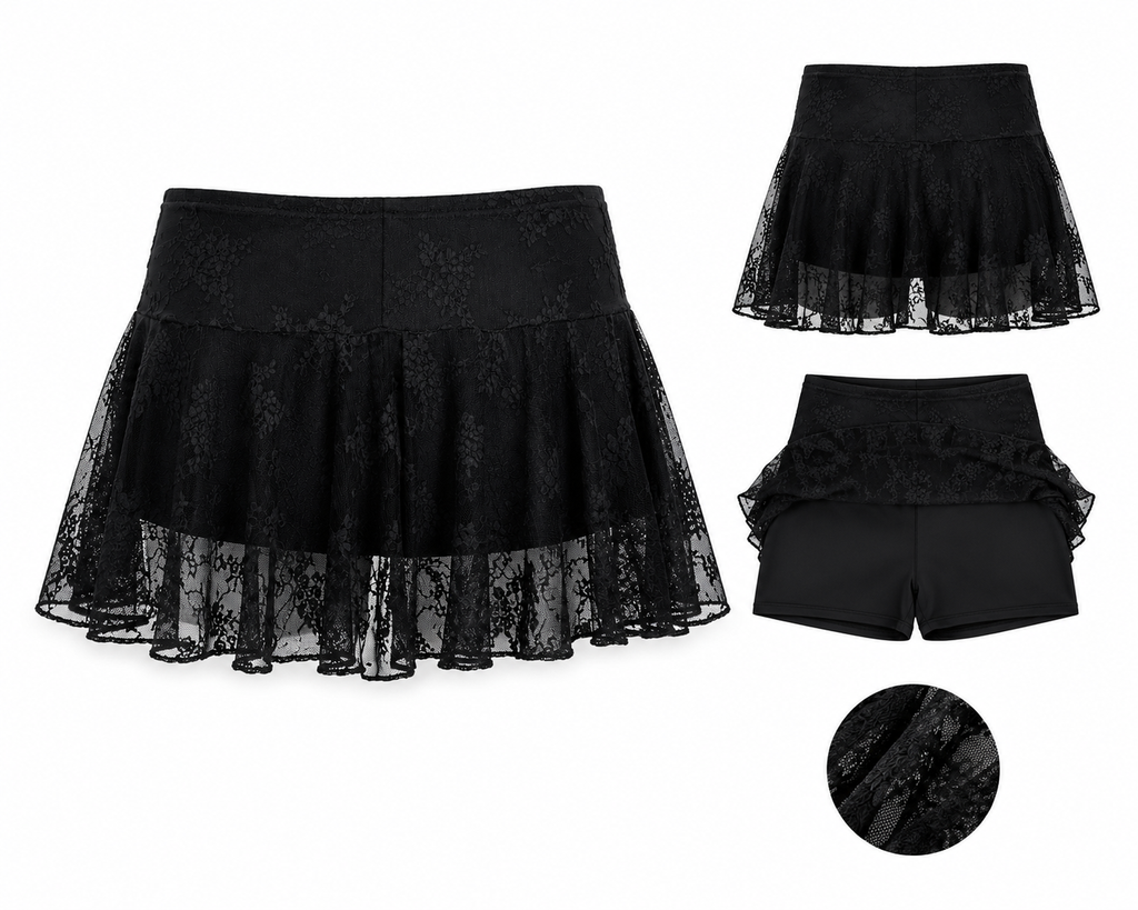 Pollera Short Encaje Noir
