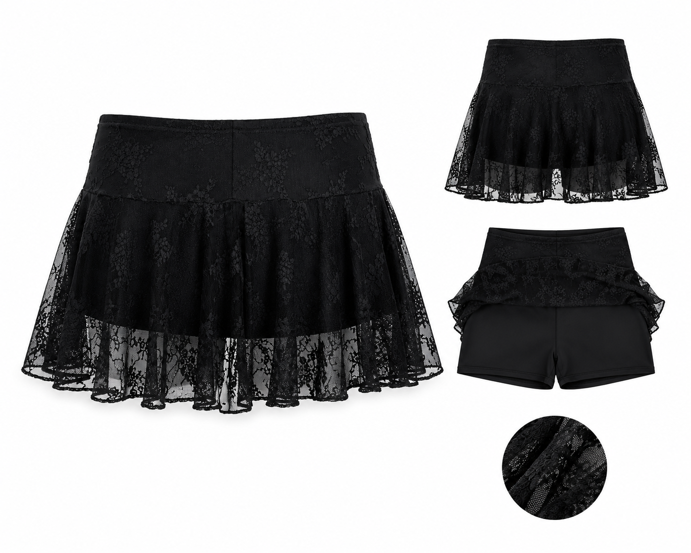 Pollera Short Encaje Noir